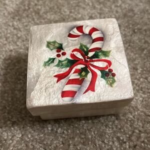 Capiz Shell Decorative Holiday Christmas Candy Cane Box 3x3 inches